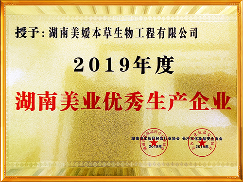 2019年度湖南美業(yè)優(yōu)秀生產(chǎn)企業(yè)